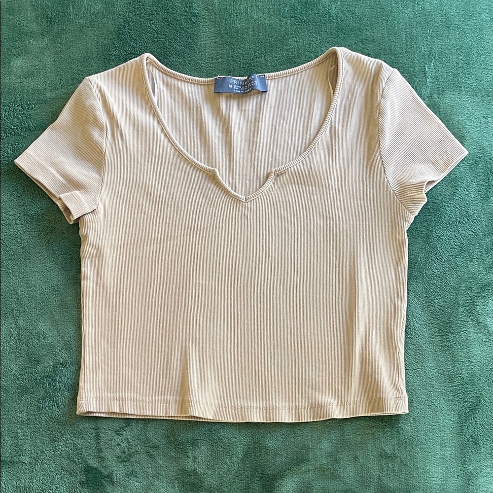 Primark Cream Ribbed Crop Top
